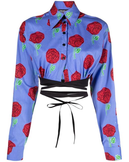 Versace Jeans Couture floral-print cropped blouse
