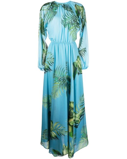 Cynthia Rowley leaf-print maxi dress
