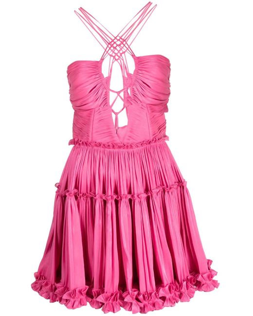 Costarellos pleated cut-out dress