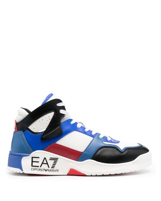 Ea7 colour-block high-top sneakers
