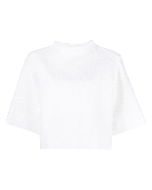 Paule Ka mock-neck cotton-blend T-shirt