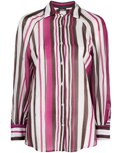 Kiton vertical-stripe long-sleeve shirt