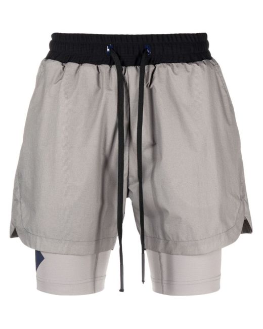 Templa drawstring-waist layered track shorts