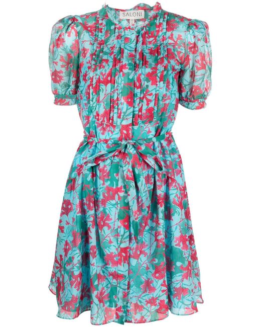 Saloni Penny floral-print shirt dress