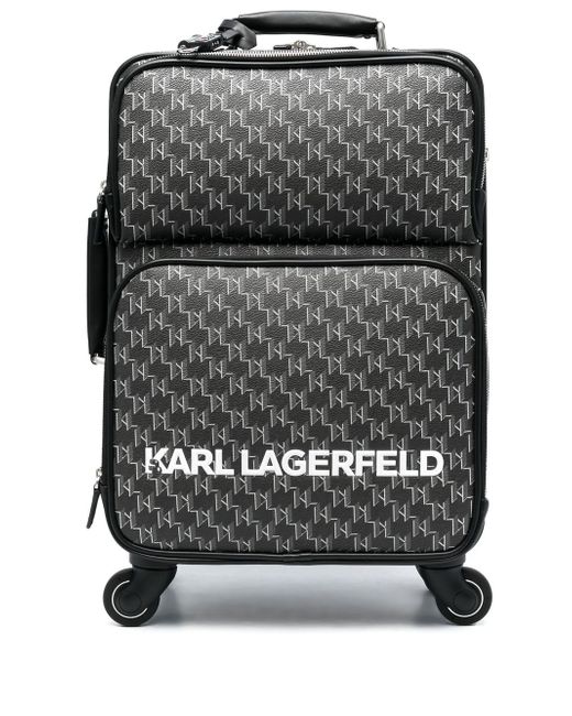 Karl Lagerfeld logo-print four-wheel suitcase