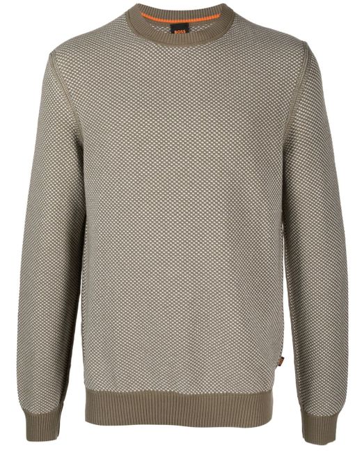 Boss patterned intarsia-knit jumper