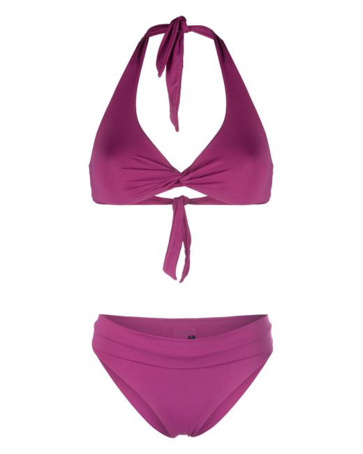 Fisico ruched tie-fastening bikini set