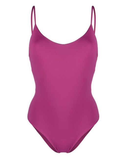 Fisico ruched V-back one-piece