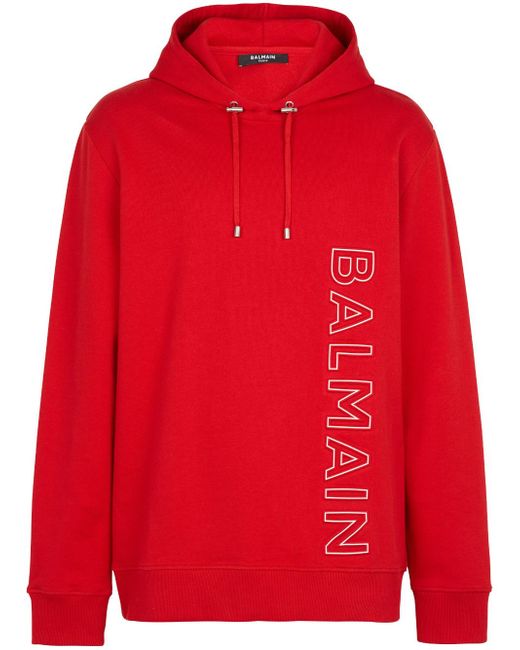 Balmain logo-embossed long-sleeved hoodie