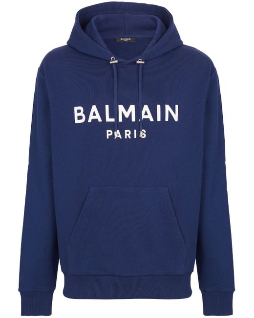 Balmain logo-print long-sleeved hoodie