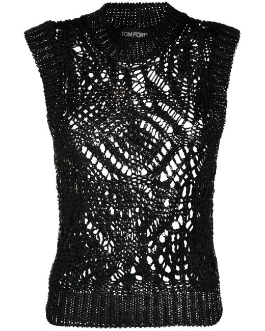 Tom Ford open-knit sleeveless silk top