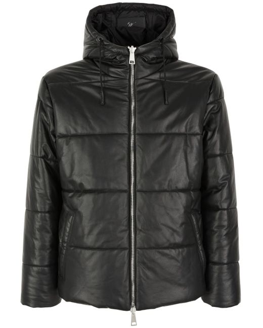 Giuseppe Zanotti Design drawstring-hood leather puffer jacket