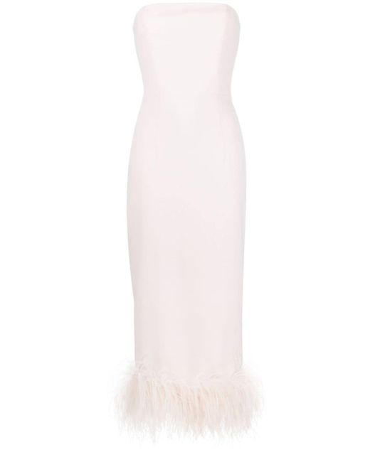 16Arlington Minelli feather-trim strapless dress