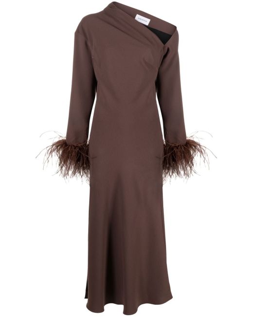 16Arlington Adelaide feather-cuff midi dress