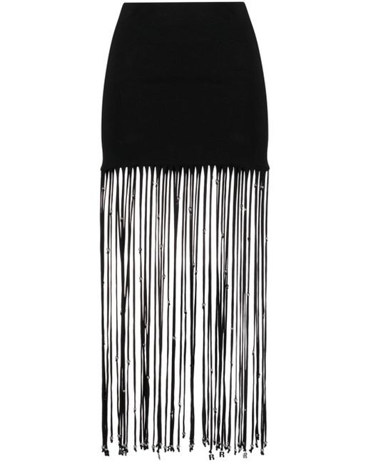 Rotate fringed jersey maxi skirt