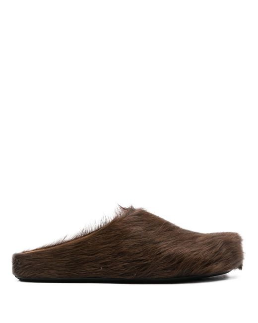Marni fur-trimmed sabot slippers