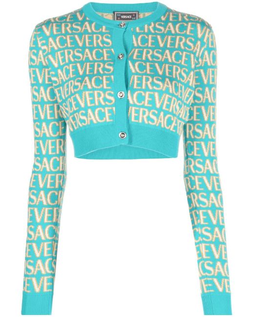 Versace logo-print cropped cardigan