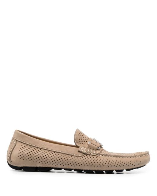 Casadei Nabuk perforated-detailing suede loafers