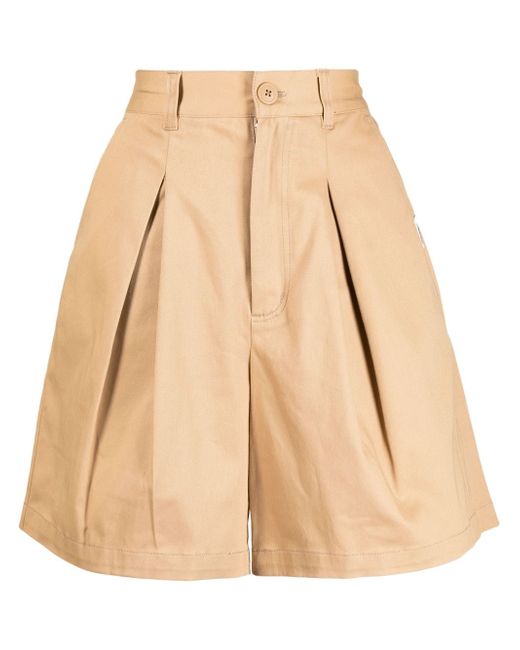 Chocoolate pleated high-waisted shorts