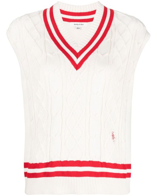 Sporty & Rich striped-edges sleeveless knitted top