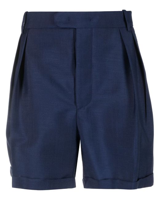 Bally pleated mohair-wool blend shorts