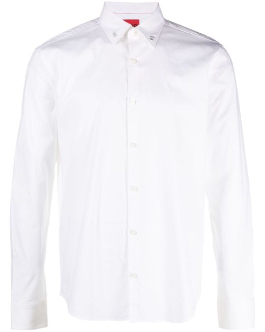 Hugo Boss logo-collar long-sleeve shirt