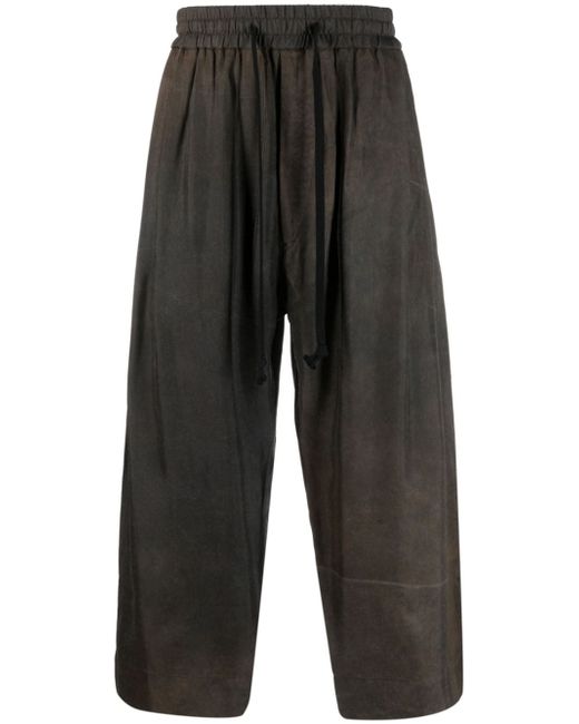 Ziggy Chen distressed cropped cotton track pants