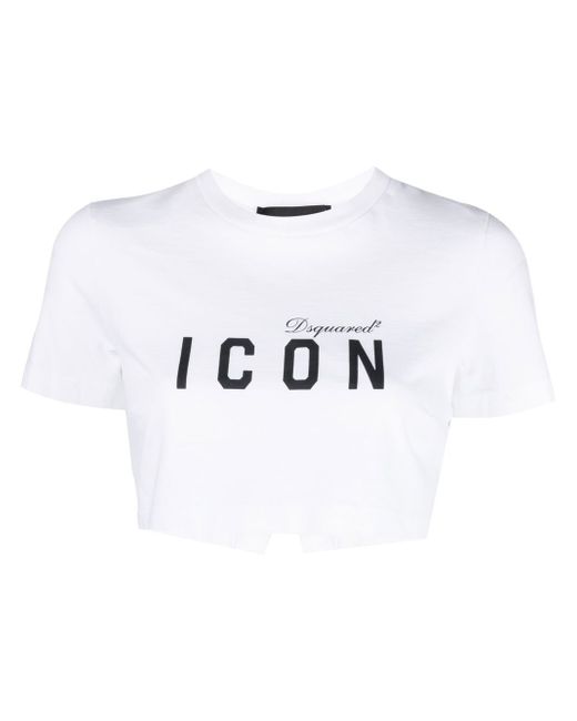 Dsquared2 Icon-print cropped cotton T-shirt