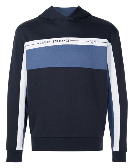 Armani Exchange logo-print colour-block hoodie