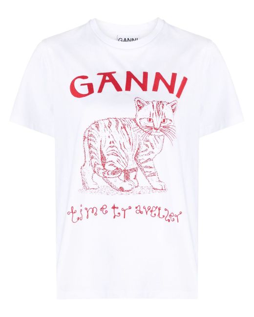 Ganni Future cat-print T-shirt