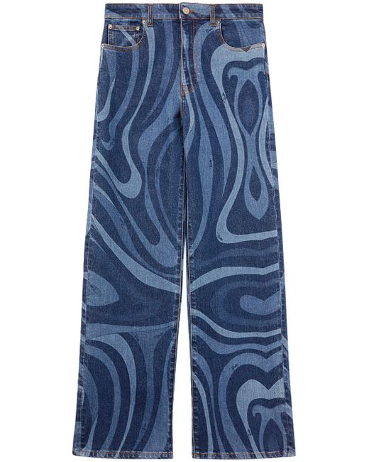 Pucci abstract-print wide-leg jeans