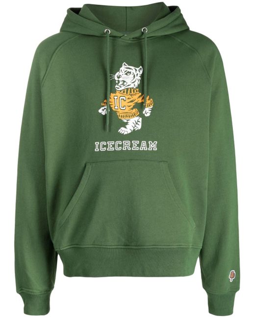 Icecream tiger-print rib-trimmed hoodie