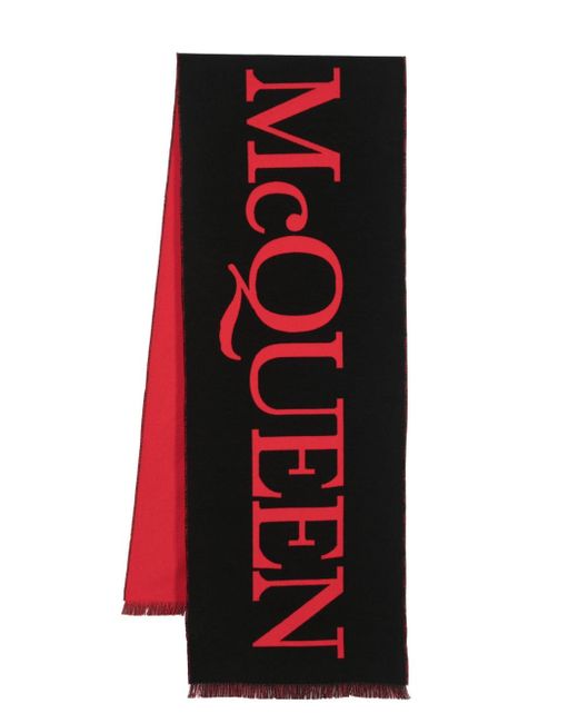 Alexander McQueen logo-print reversible scarf