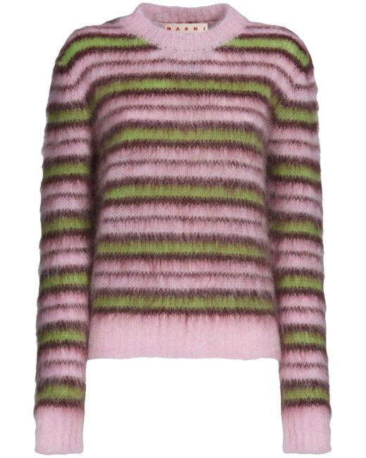 Marni stripe-pattern mohair-blend jumper