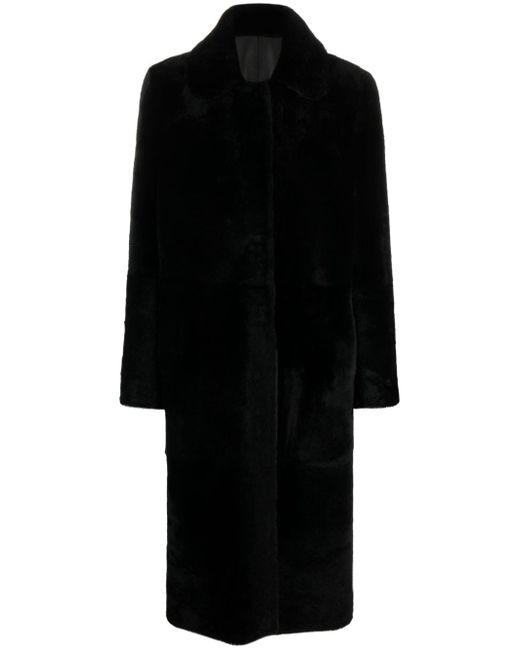 Liska single-breasted leather coat