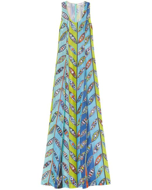 Pucci Girandole-print mesh maxi dress