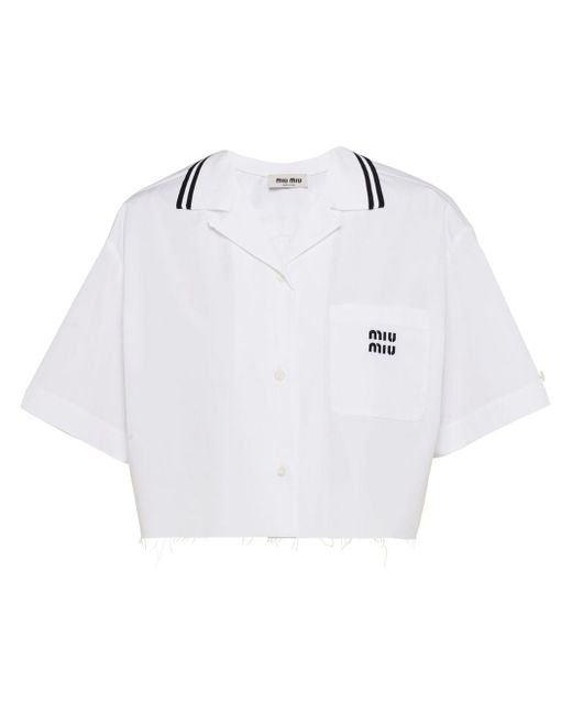 Miu Miu logo-print poplin shirt