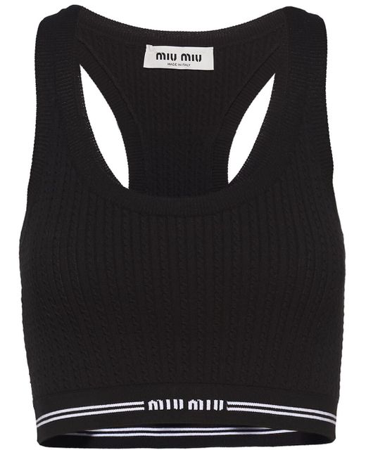 Miu Miu logo-underband sleeveless crop top