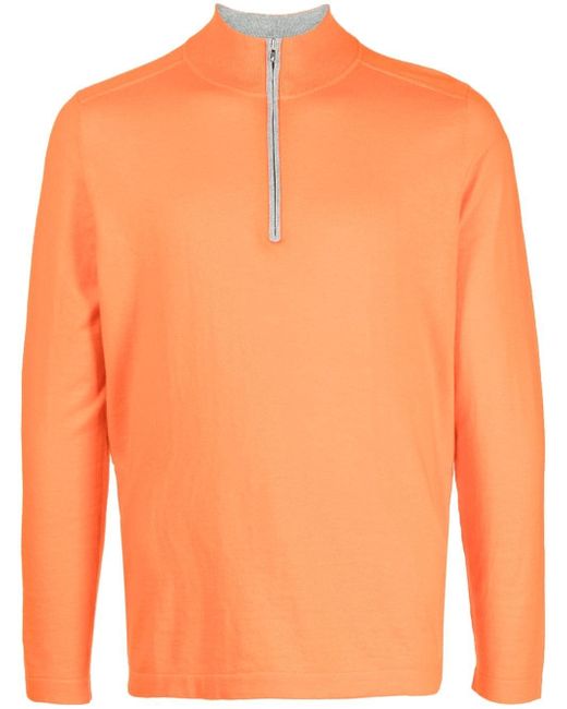N.Peal contrast-trim half-zip jumper