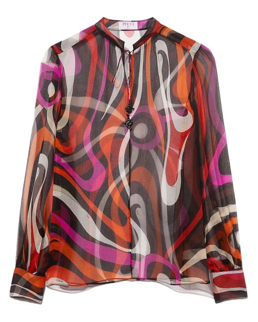 Pucci wave-print silk blouse