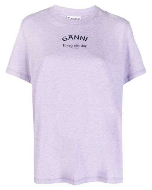 Ganni logo-print organic-cotton T-shirt