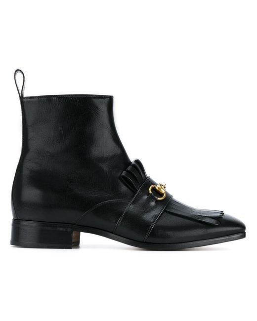 Gucci fringed horsebit boots 7.5 Leather