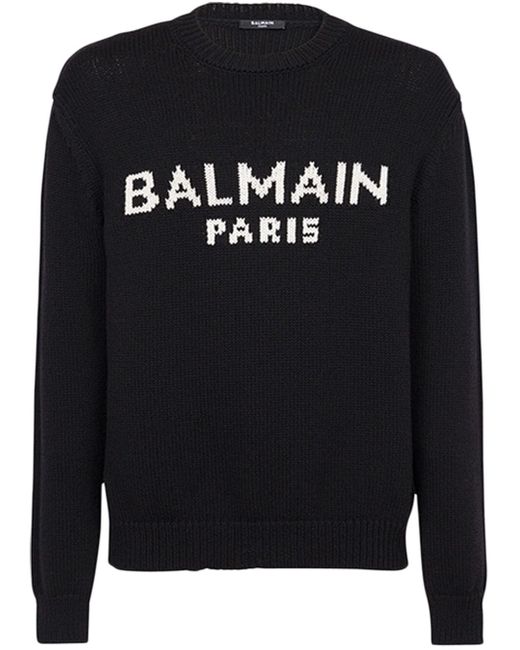 Balmain logo-print crew-neck jumper