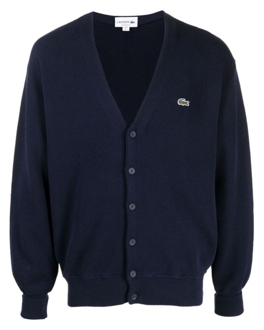 Lacoste embroidered-motif button-fastening cardigan