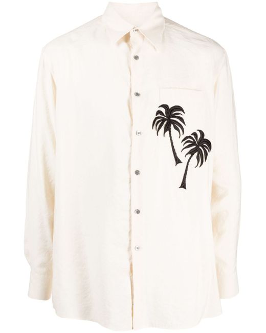 Emporio Armani palm tree-patch long-sleeve shirt