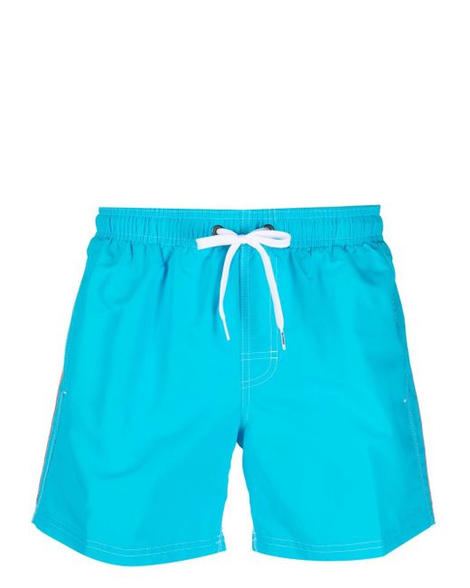 Sundek logo-patch striped swim shorts
