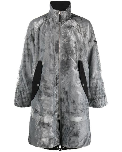 Stone Island Shadow Project grid-pattern zip-up coat