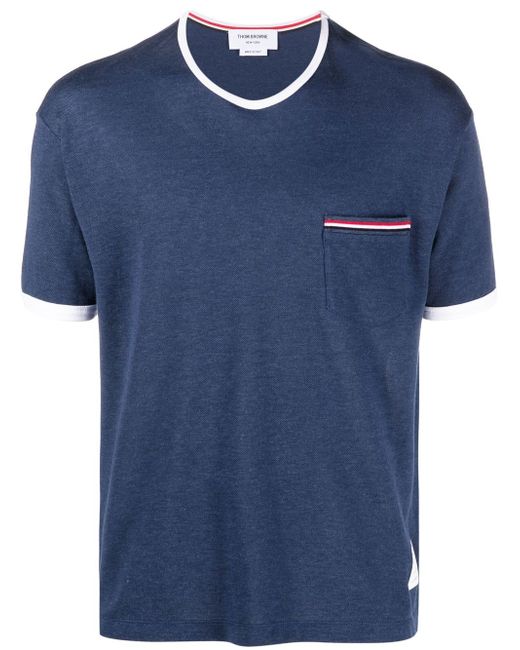 Thom Browne stripe-trim pocket T-shirt