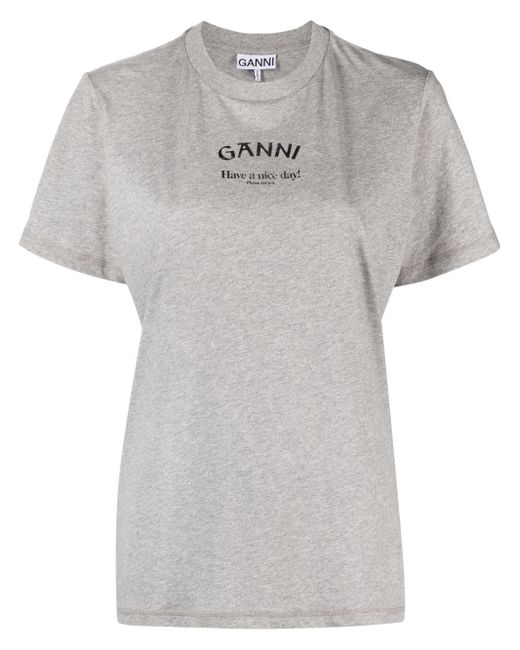 Ganni logo-print organic cotton T-shirt