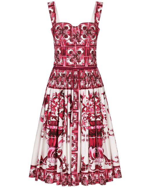 Dolce & Gabbana Majolica-print flared dress
